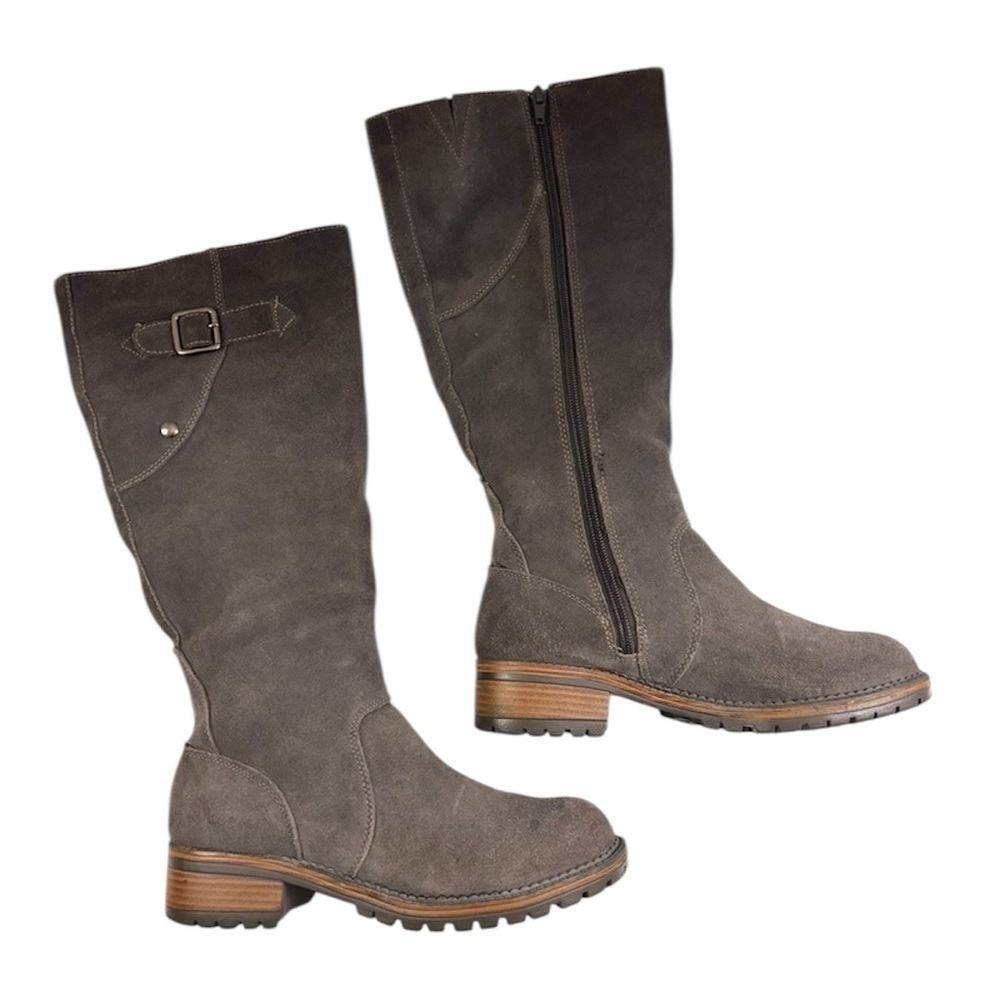 Kenneth Cole React Gray Finely Crafted Suede Leather Riding Western Lugg Boots 7